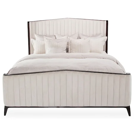 Contemporary California King Upholstered Bed with USB Charger